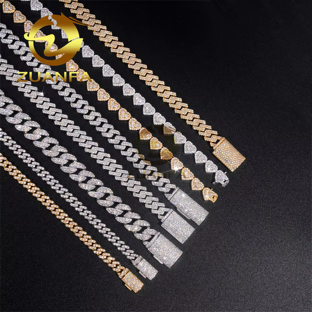 Fine Jewelry Women Micro Paved Bracelets D VVS Lab Dia k Chain Iced Out Sier Moissanite Cuban Bracelet
