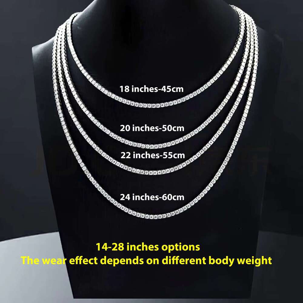 Dia Gold Plated Sier Chain 2mm 3mm 4mm Round Cut High Quality Moissanite Necklace