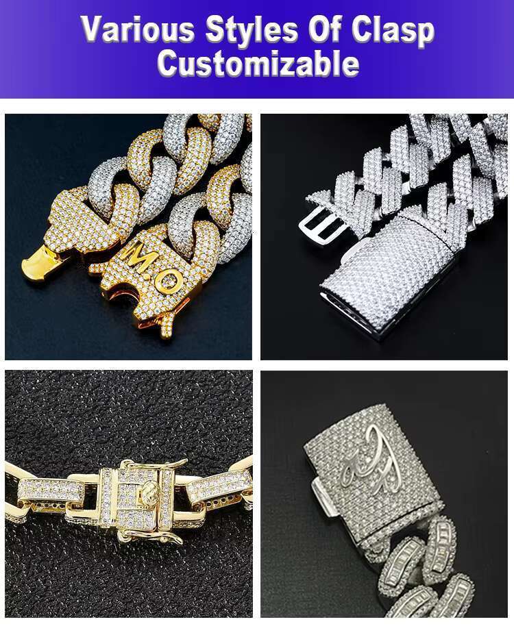 Qianjian Customized 10mm VVS Moissanite Sterg Sier Cuban Chain Unisex Hip Hop Anniversary Bracelet