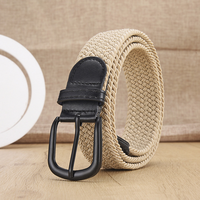 mens and womens woven waistbands elastic and non perforated canvas belts womens Korean versatile student pants trendy waistbands 230302