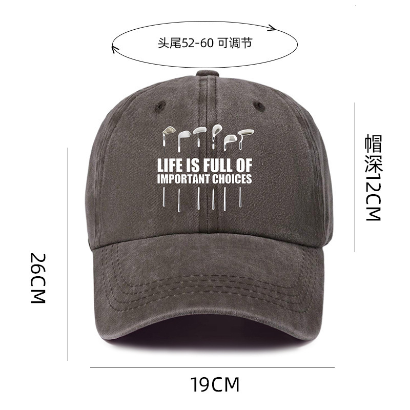 TEMU Mens and Womens Water Washed Hat Golf Funny Printed Water Washed Used Baseball Hat Sunshade Hat 241009