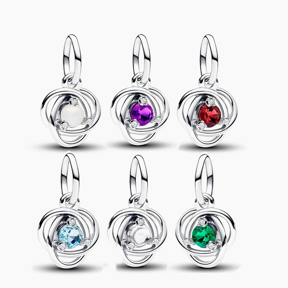 925 Sterling Silver Eternity Circle Dangle Charm Series Beads Suitable For Women DIY Bracelet Necklace Fine Jewelry Gifts