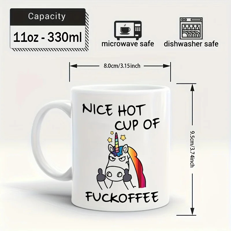 1pc 11oz Angry Unicorn Ceramic Coffee Mug Milk Tea Cup Insulated for or Cold Beverages Portable Office Cup Drinkware Gift 250304