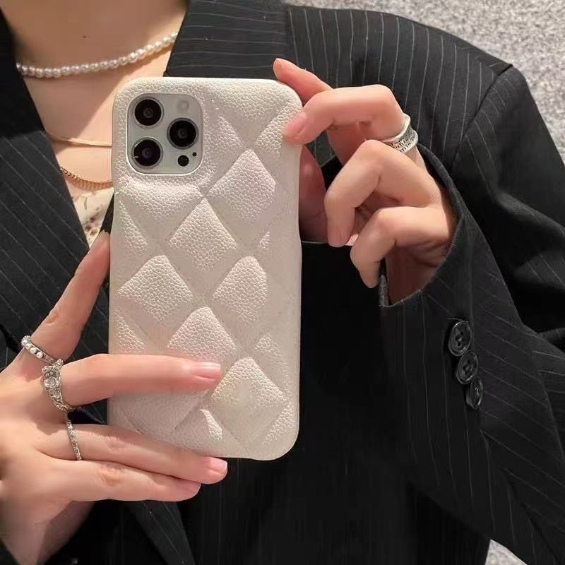 Caviar 14Promax Diamond Grid Small Fragrant Style iPhone 13 Case 12 Particle Leather 11 Fashion Classic Solid Color Explosive