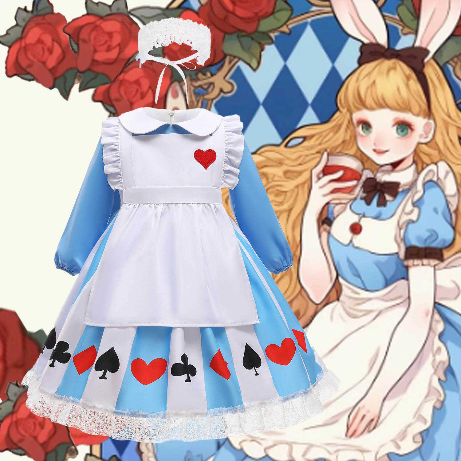 Girl's Dresses 2020 girls Lolita childrens long sleeve two piece Princess Alice dress maid childrens skirt Y250307OYMB