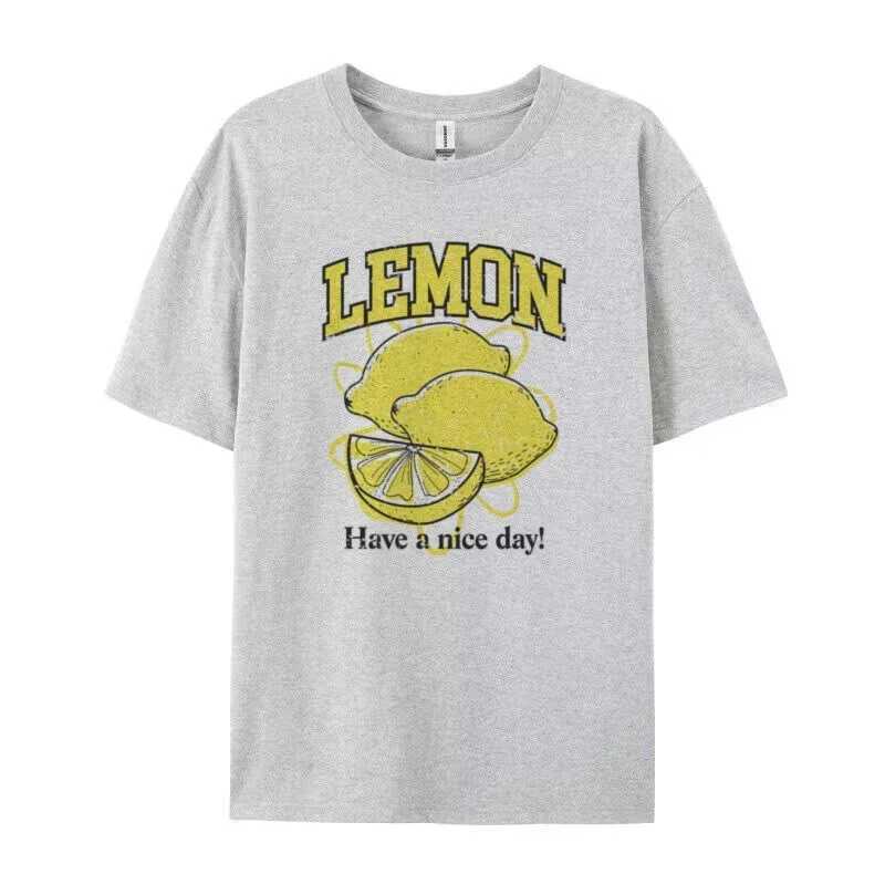 Women's T-Shirt Lemon Print T-Shirts Cute Aesthetic Fruit T-shirt Retro Style Oversized T-shirt Graphic Ts Womens Fashion Retro Top Y250307JNN6