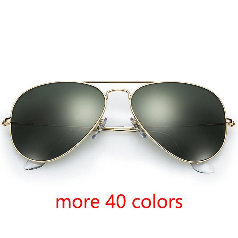 TOP Quality Eyeglass Pilot Sunglasses Men Women Fashion Real Glass Male Classic Sun Glasses for Female Male with Leather Box Oculos De Sol