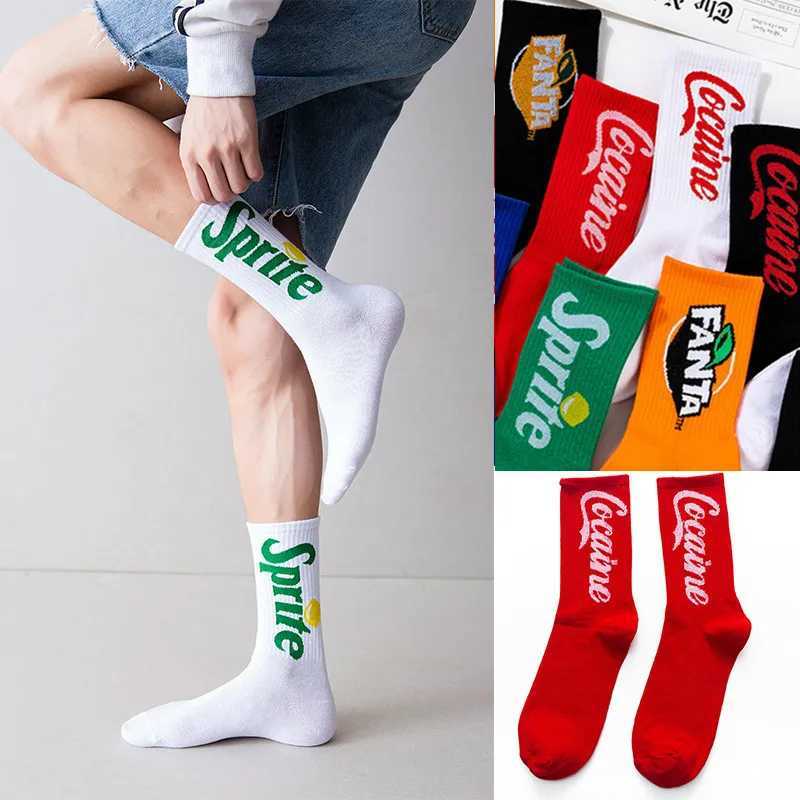 Fashion Men funny letter socks tide street hip hop cola socks sprite socks Female skateboard socks Drink YoungT250307