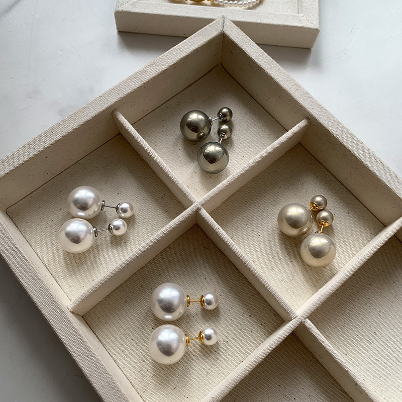 Grey White Double Sided Pearl Earrings for Women Small Unique Earrings and Accessories for a Touch of Elegance