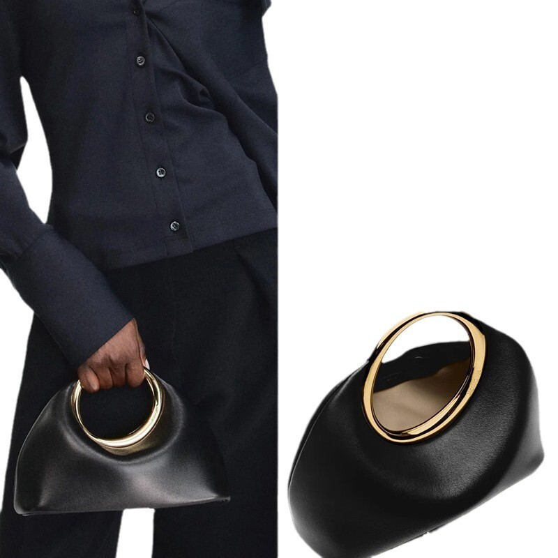 New Minimalist Underarm Trendy Versatile PU Metal Ring Handbag Cloud Crossbody Bag