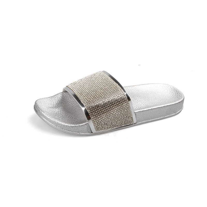 25 Year Summer Fashion Designer Hot Selling New Product Rhinestone Colored Women s Slippers Thick Soled Comfortable Multifunctional Beach Shoes