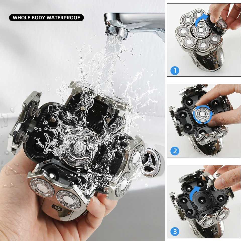 New Arrival Mens beauty kit 9-blade floating head electric shaver multifunctional shaver USB charging wet/dry 6-in-1 bald shaver Z250307