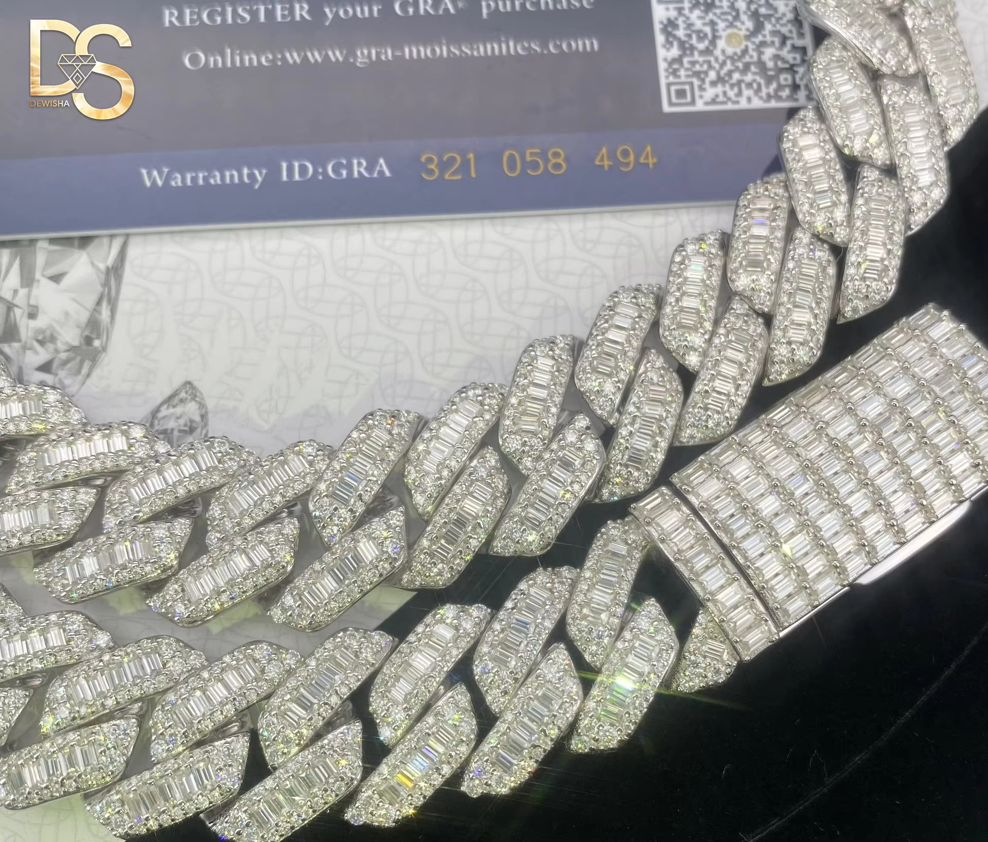 Hot Selling Hip Hop 15mm Iced Out S925 Silver Plated VVS Moissanite Cuban Link Chain Necklace for Men