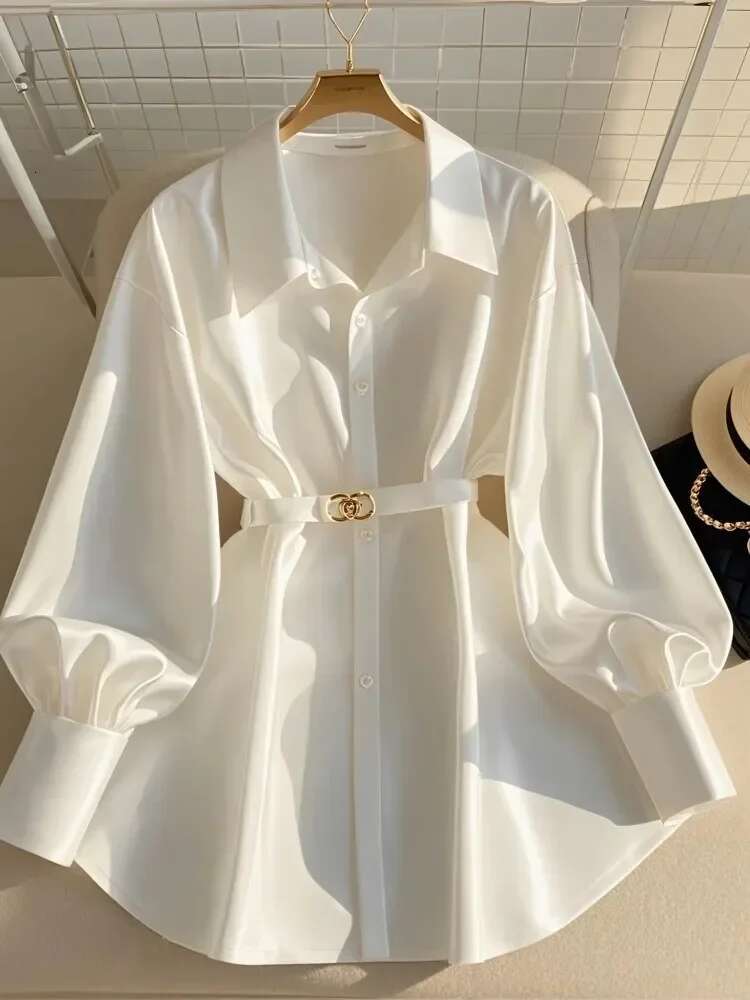 Autumn New Fashion Blouses Clothing French Mature Style Long Sleeve Waist Slimming White Shirt Women Tops