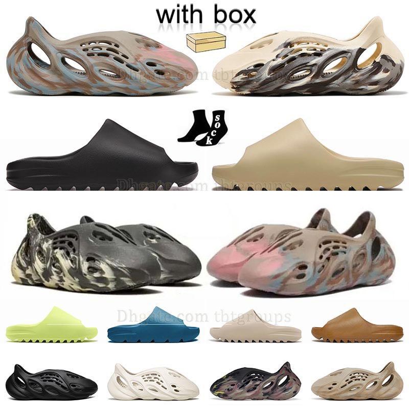 with box runner designer Slippers room house Slides Clogs triple black white light green bone red blue Mens Womens Slide Rubber Slipper Flat Mules Sliders Beach Shoes