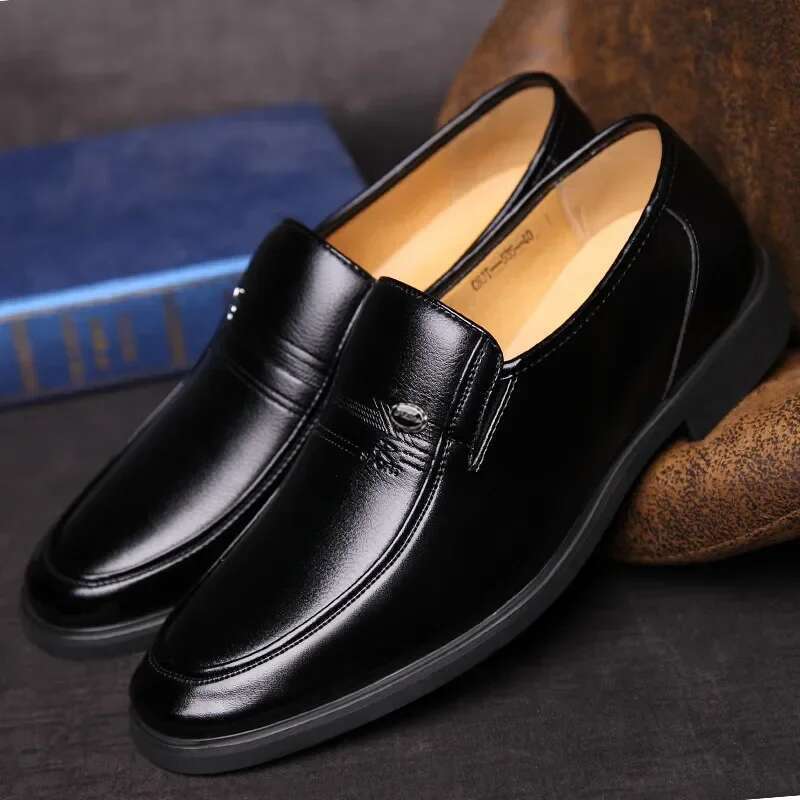 Leather Men Formal Brand 2023 Men's Loafers Dress Moccasins Breathable Slip on Black Driving Shoes Plus Size 38-44