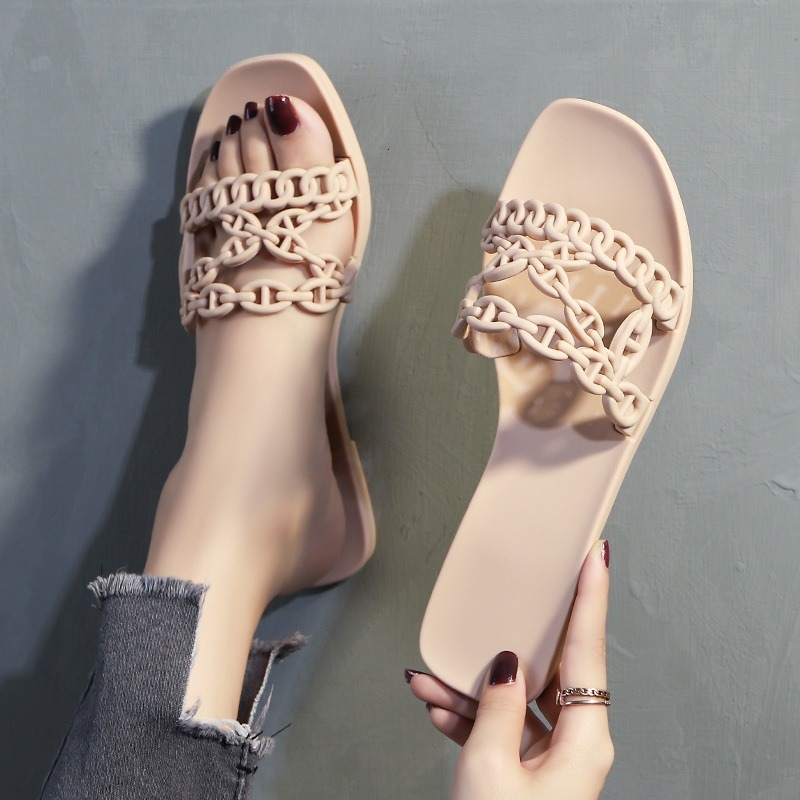 2025 Summer Designer Sandals Women Slippers Free Shipping Chain Flat Flat Fashion Designer High Quality Non Slip Beach Shoes Simple Sandals Outdoor Be