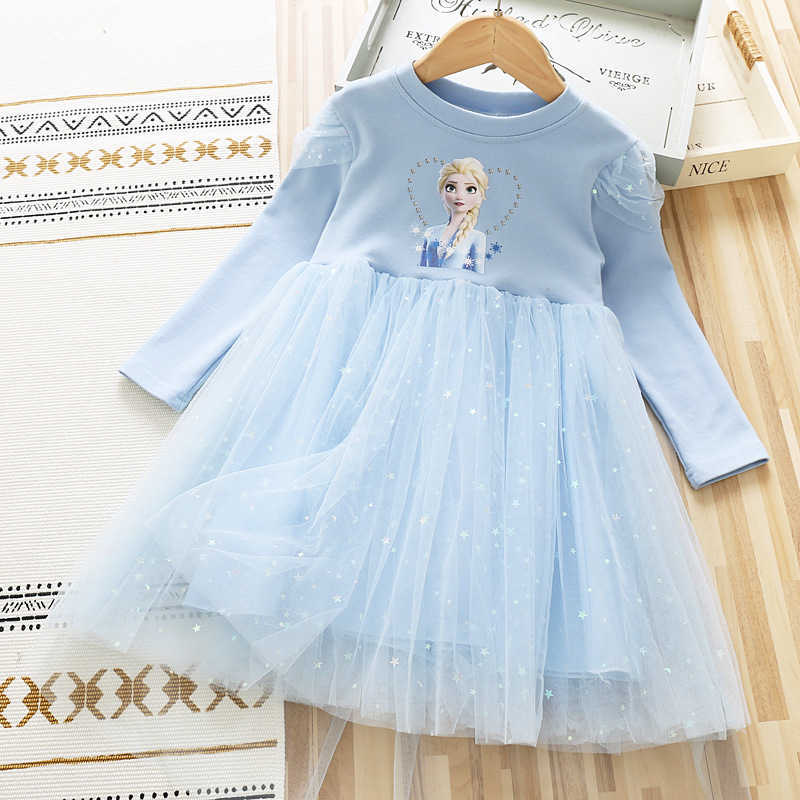 Girl's Dresses Girls dress 2025 autumn/winter baby cotton long sleeved mesh dress little girls star princess dress Y250307651W