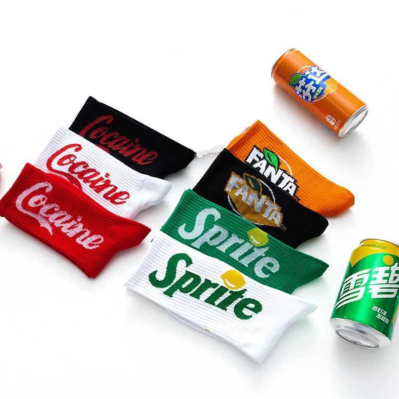 Fashion Men funny letter socks tide street hip hop cola socks sprite socks Female skateboard socks Drink YoungT250307