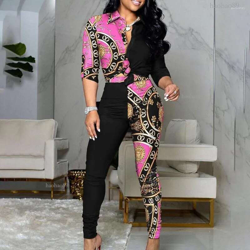 Women's Two Piece Pants 2023 Women T-Shirt And Pant Set Casual Print Suit Long Sleeve Elegant Ladies Tops Female Clo