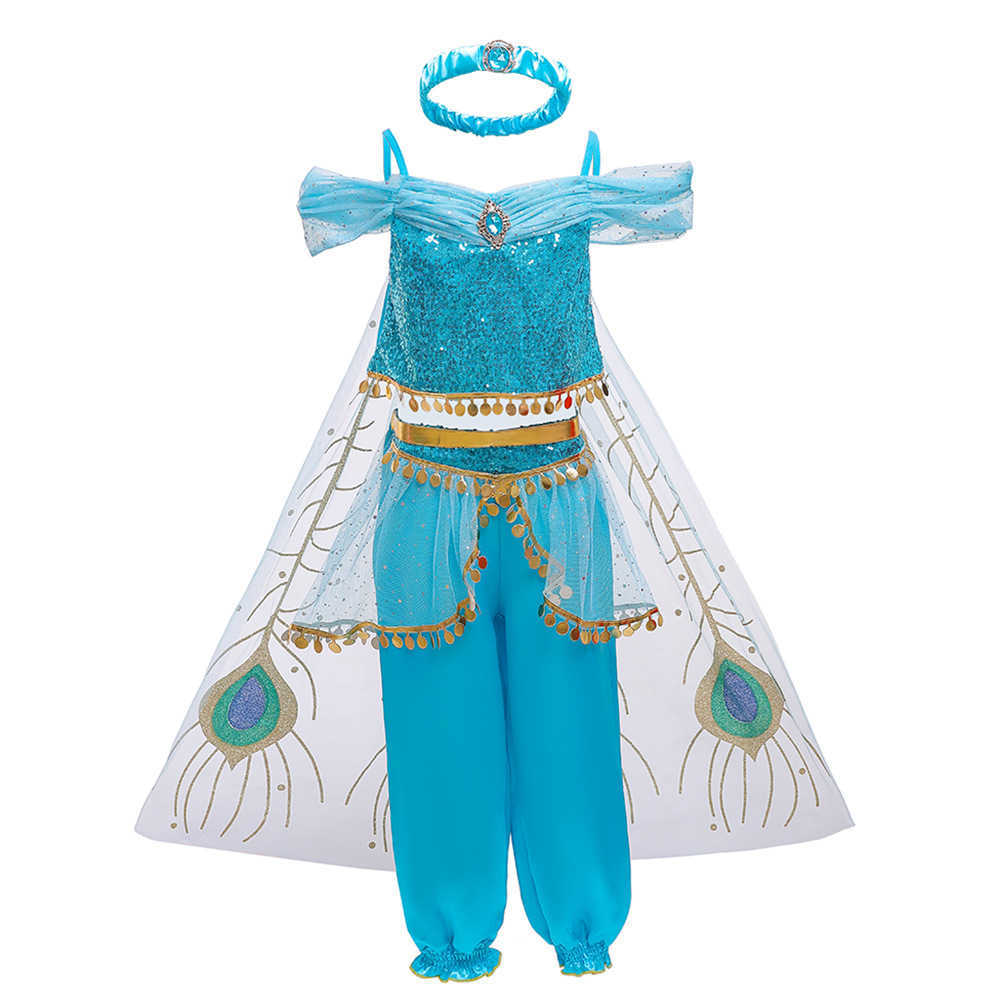 Girl's Dresses Aladdin Lantern Jasmine Princess Dress Halloween Performance Dress Girl Set Childrens Cosplay Anime Y25030736VX