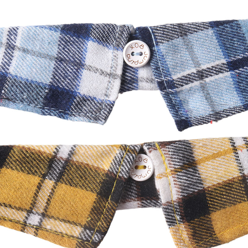 Plaid Pattern Shirt Style Cat Collar, Pet Bow Tie for Dogs Cat Tuxedo Collar, Adjustable Lapel Shirt Tie Collar with Metal Small Bell for Puppy Kitten
