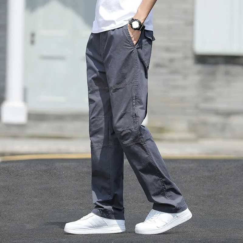 Mens Pants New Cargo Pants Outdoor Casual Pants Cotton Comfortable Thin Style Sweatpants Multi-Pocket Work PantsT250310