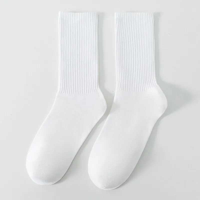 6/12 Pairs Middle Tube Socks For Men Solid Colour In White and Black Streetwear Harajuku Fashion Breathable and Casual SocksT250307