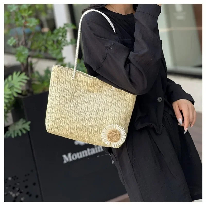 Handmade Woven Bag Outdoor Outing Hundred Handbag School Tote Female Niche Canvas 250227