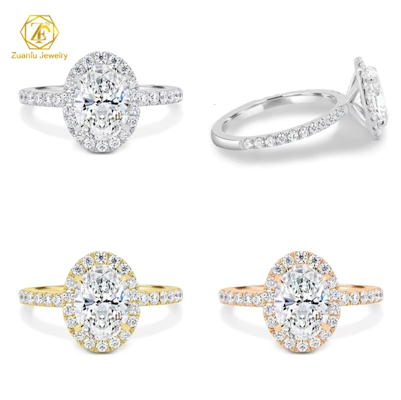 ZuanFo 14k 18k Solid Gold GIA IGI Certified CVD HPHT Lab Grown Created Diamond Engagement Ring 18k Solid White Gold for Women