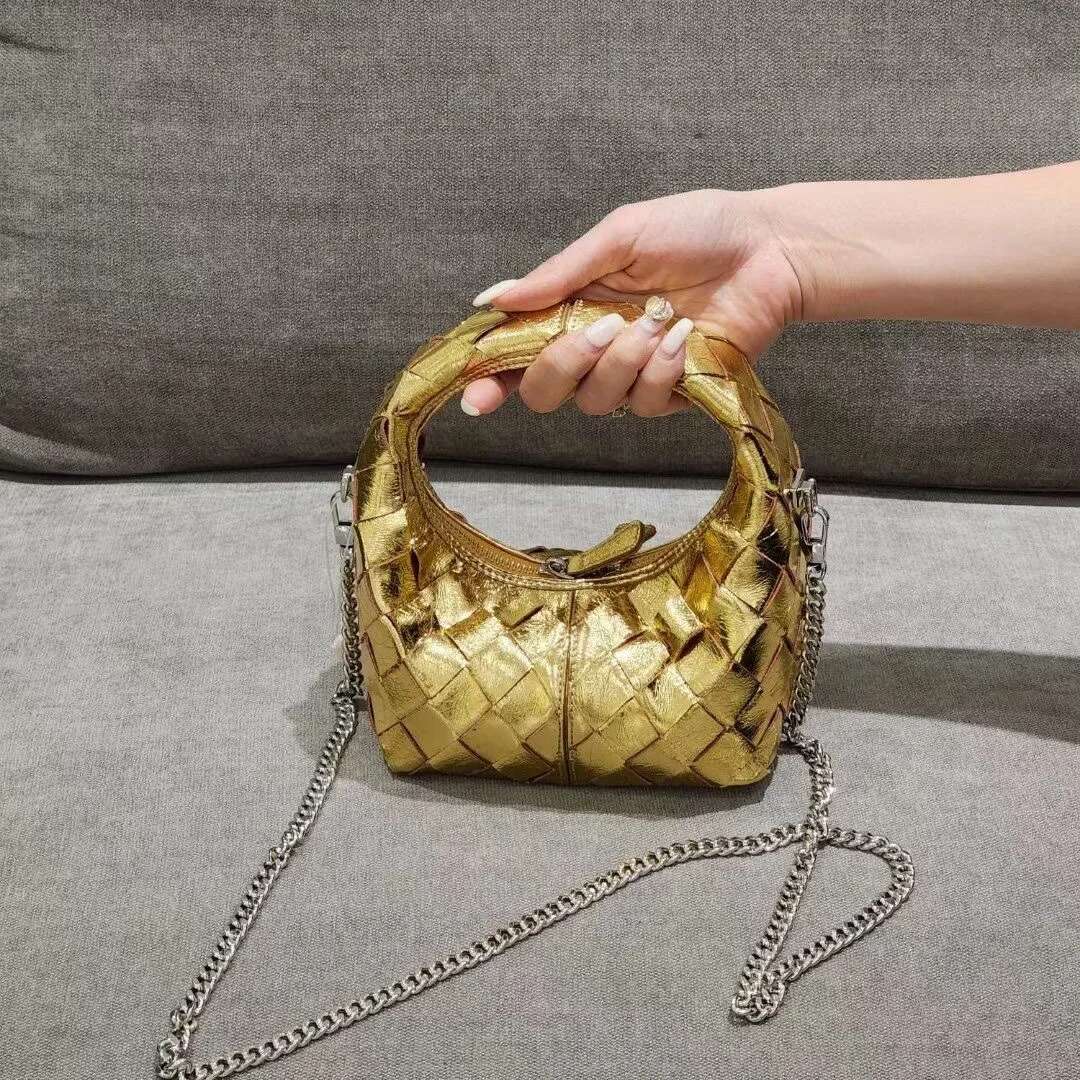 New Summer Genuine Handbag Tote Women's Crossbody Bag Chain Shoulder Full Cow Leather Woven