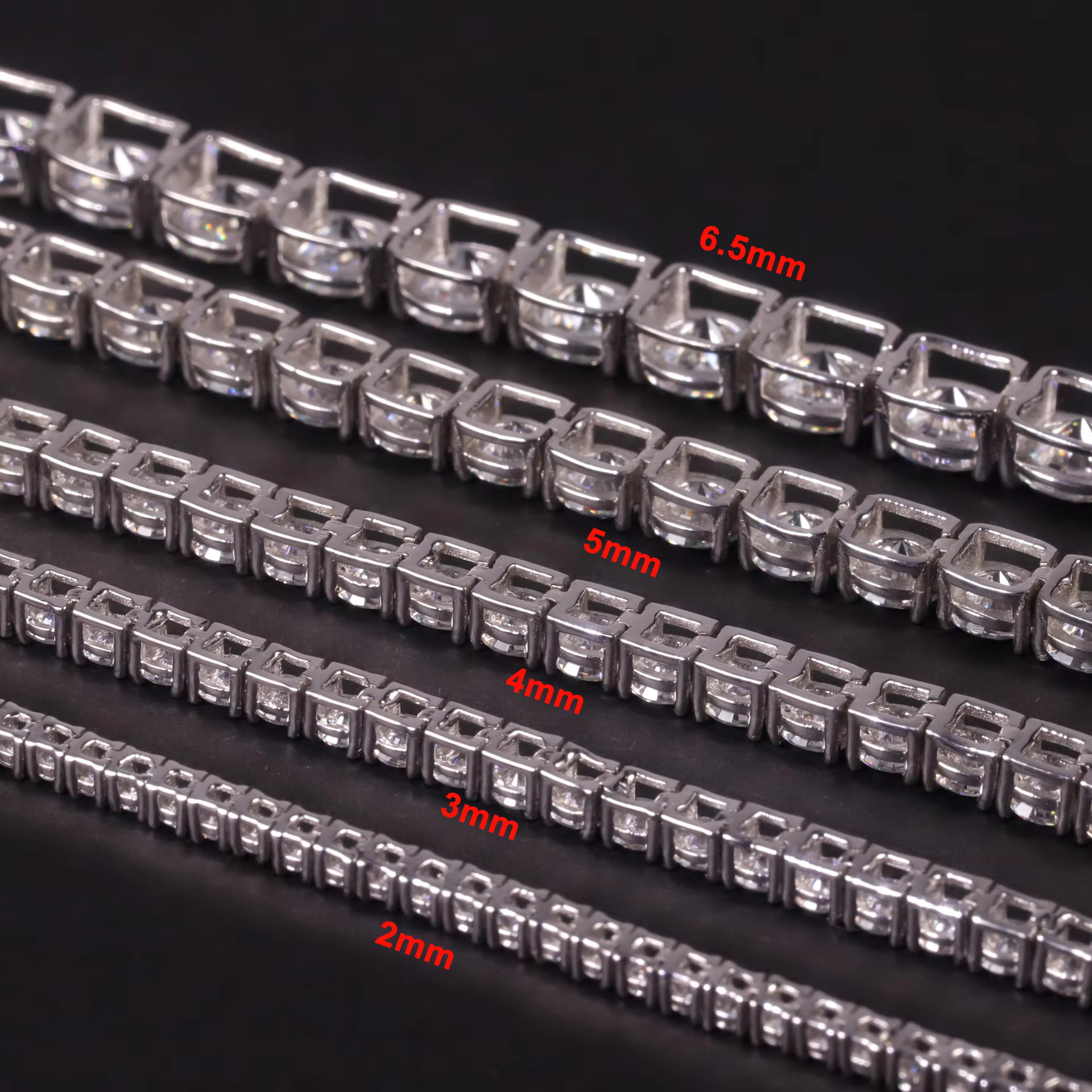 Hip Hop Necklace 2mm 3mm 4mm 5mm 6.5mm Iced Out 925 Silver Vvs Moissanite Tennis Chain