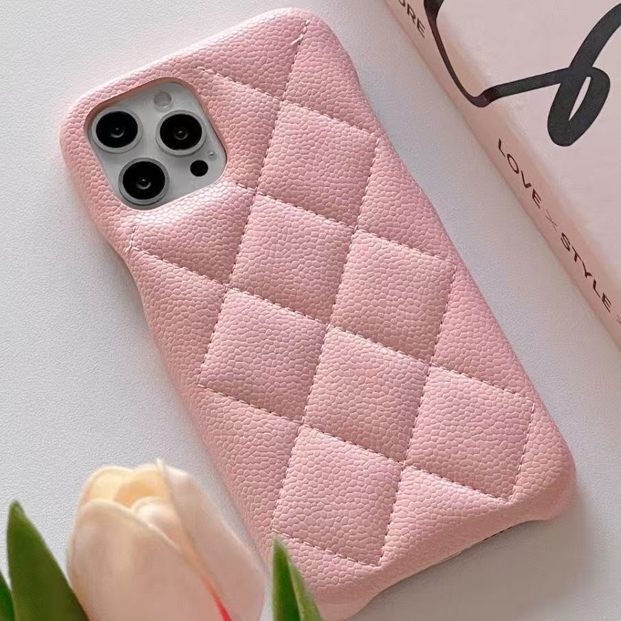 Caviar 14Promax Diamond Grid Small Fragrant Style iPhone 13 Case 12 Particle Leather 11 Fashion Classic Solid Color Explosive