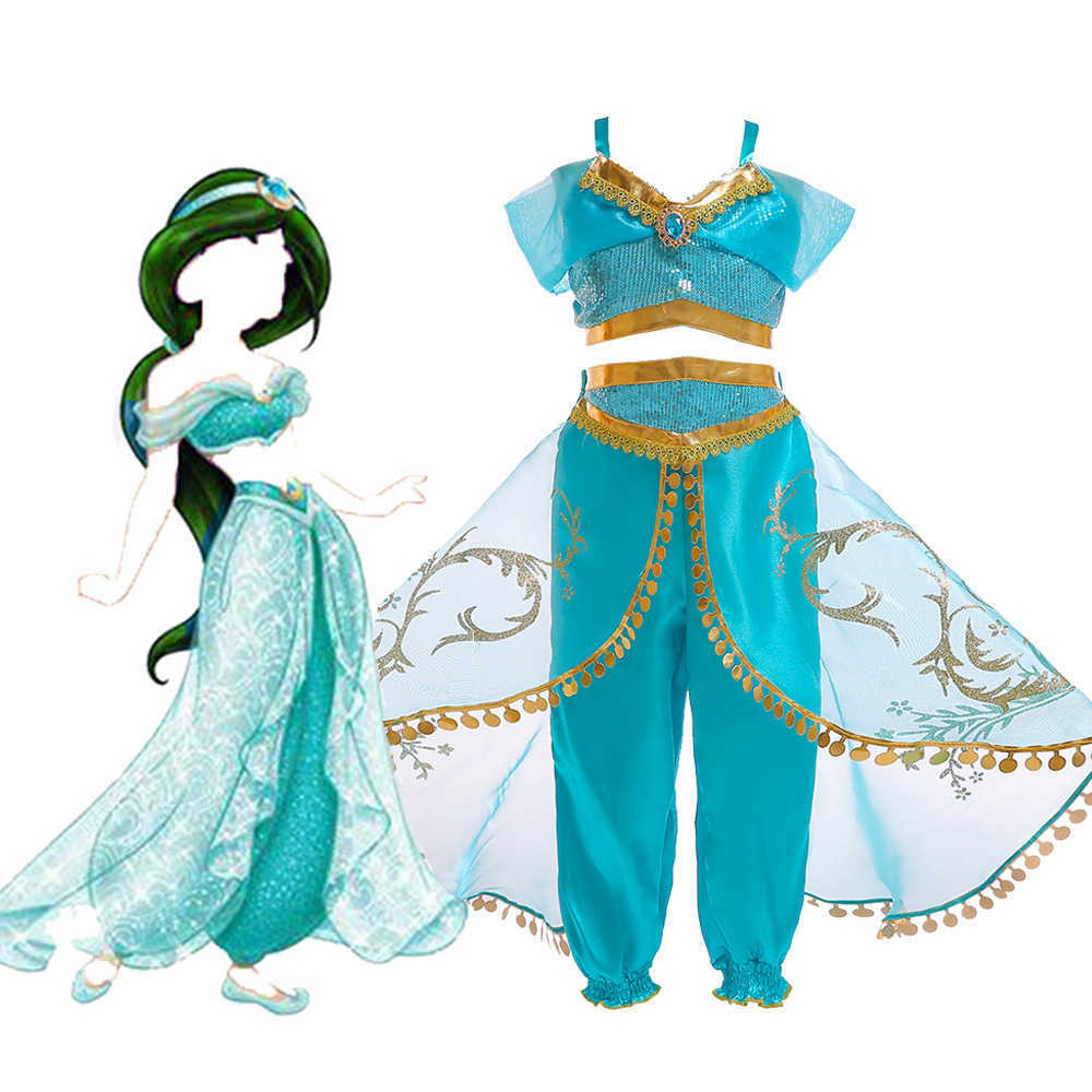 Girl's Dresses Aladdin Lantern Jasmine Princess Dress Halloween Performance Dress Girl Set Childrens Cosplay Anime Y25030736VX
