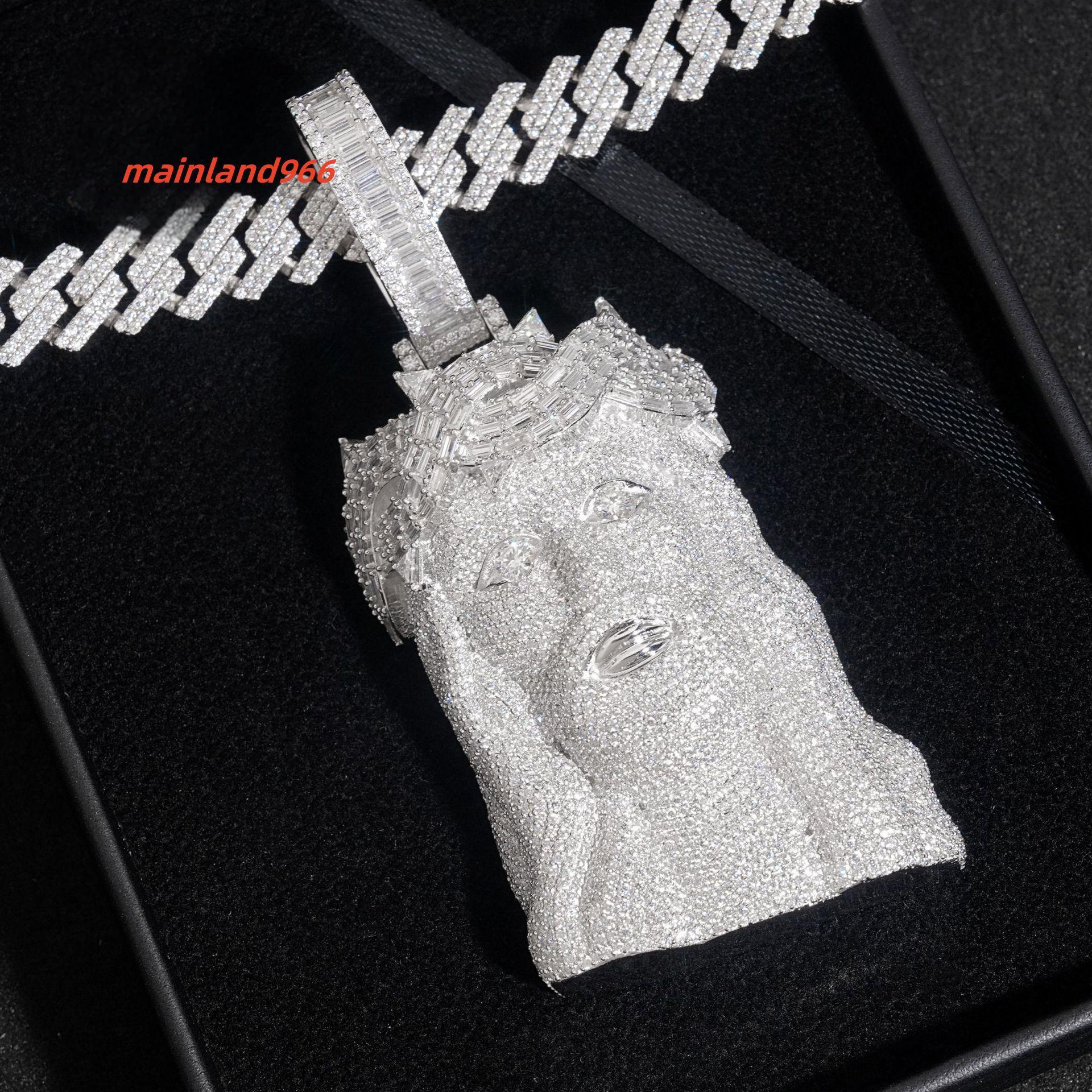 Jesus Pendant with Moissanite 925 Silver Threadable 10mm Cuban Chain Product Type Moissanite Pendants Charms