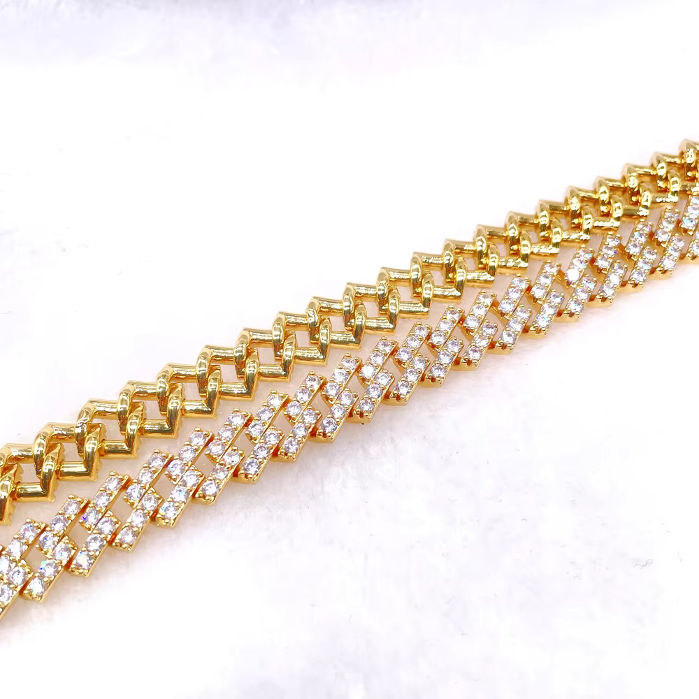 Hip Hop Jewelry White Gold Plated Iced Out Cuban Link S925 Moissanite Cuban Link Chain Necklace Diamond Cuban Chain