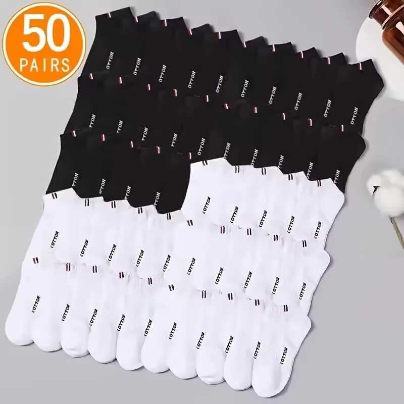 20/50 Pairs of High-Quality Soft and Comfortable Mens Sports Socks Casual and Breathable Black and White Short SocksT250307