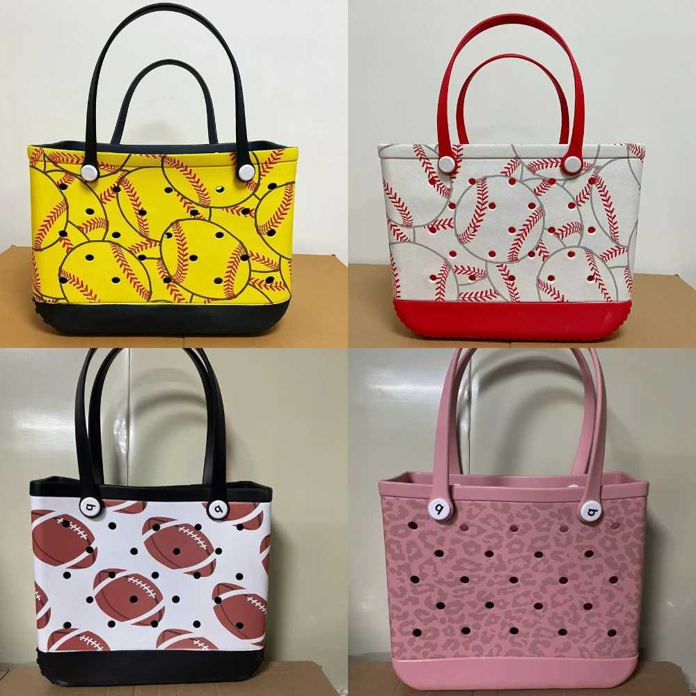 New Arrival Oversized Boggs Beach Bag Baseball Summer Rugby EVA Beach Basket Womens Picnic Handbag Hole Waterproof Handbag Shoulder Bag T250307