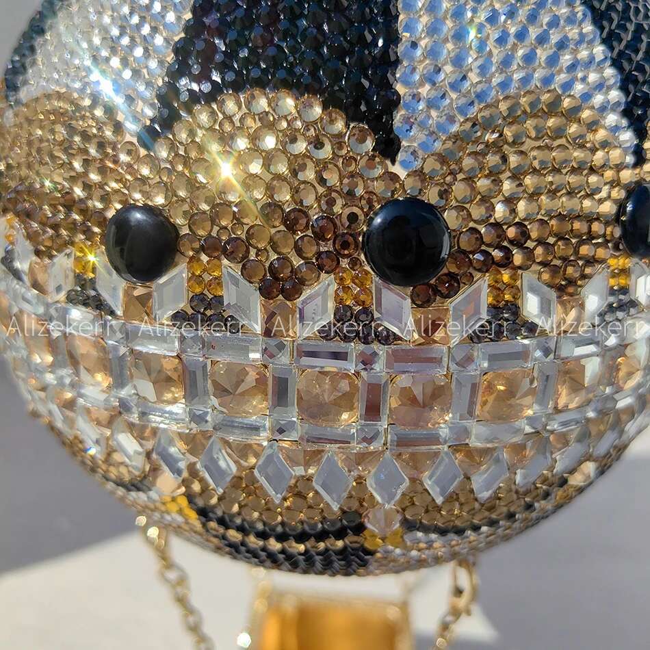 Alizekerr Hot Air Balloon Shaped Crystal Evening Bags Women 2025 Designer Gorgeous Rhie Clutch Purses Wedding Party