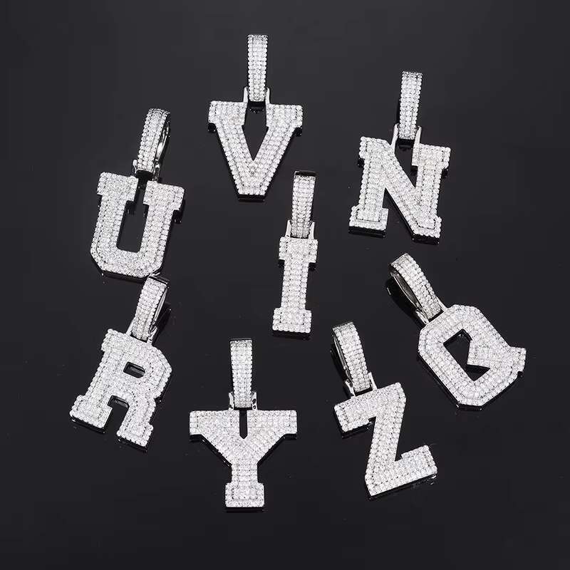 Sterg Sier 26 Letter Moissanite Pendant Jewelry Making Charms Elegant Necklace for Gifts