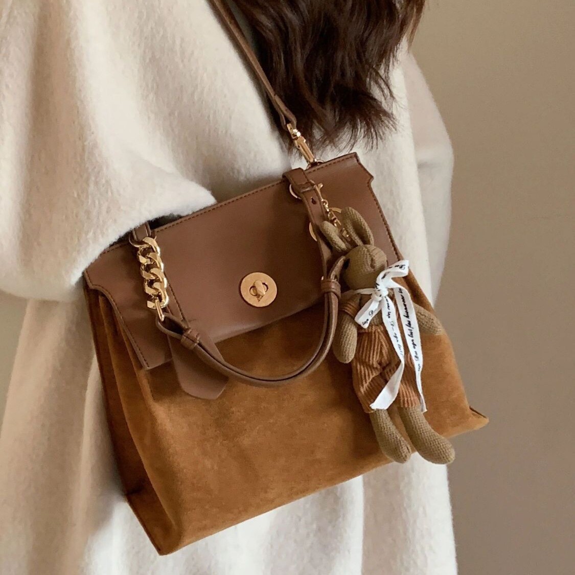 Spring And Summer Brown Suede Niche Western Style Backpack 2025 New Designer Fashion Women s Handheld Shoulder Chain Bag Wallet Crossbody Bag