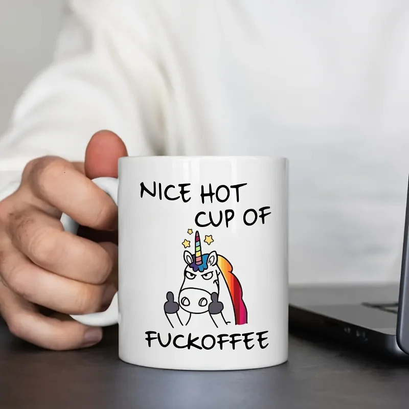 1pc 11oz Angry Unicorn Ceramic Coffee Mug Milk Tea Cup Insulated for or Cold Beverages Portable Office Cup Drinkware Gift 250304