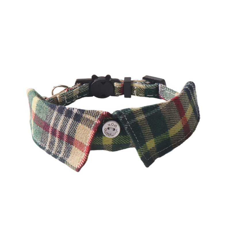 Plaid Pattern Shirt Style Cat Collar, Pet Bow Tie for Dogs Cat Tuxedo Collar, Adjustable Lapel Shirt Tie Collar with Metal Small Bell for Puppy Kitten