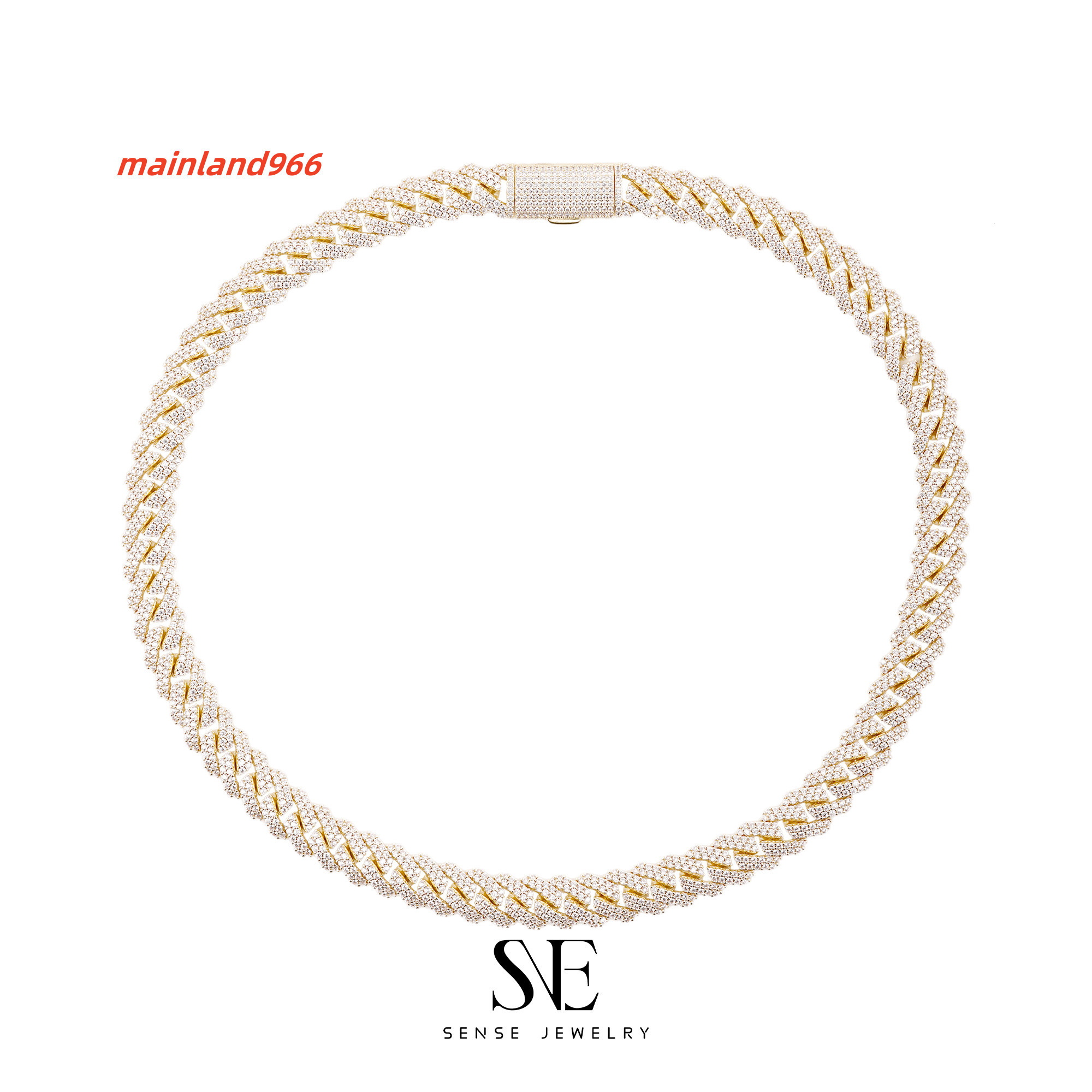 Mens Fashionable Hip Hop Style Moissanite Necklace Miami Cuban Link Iced Jewelry Set