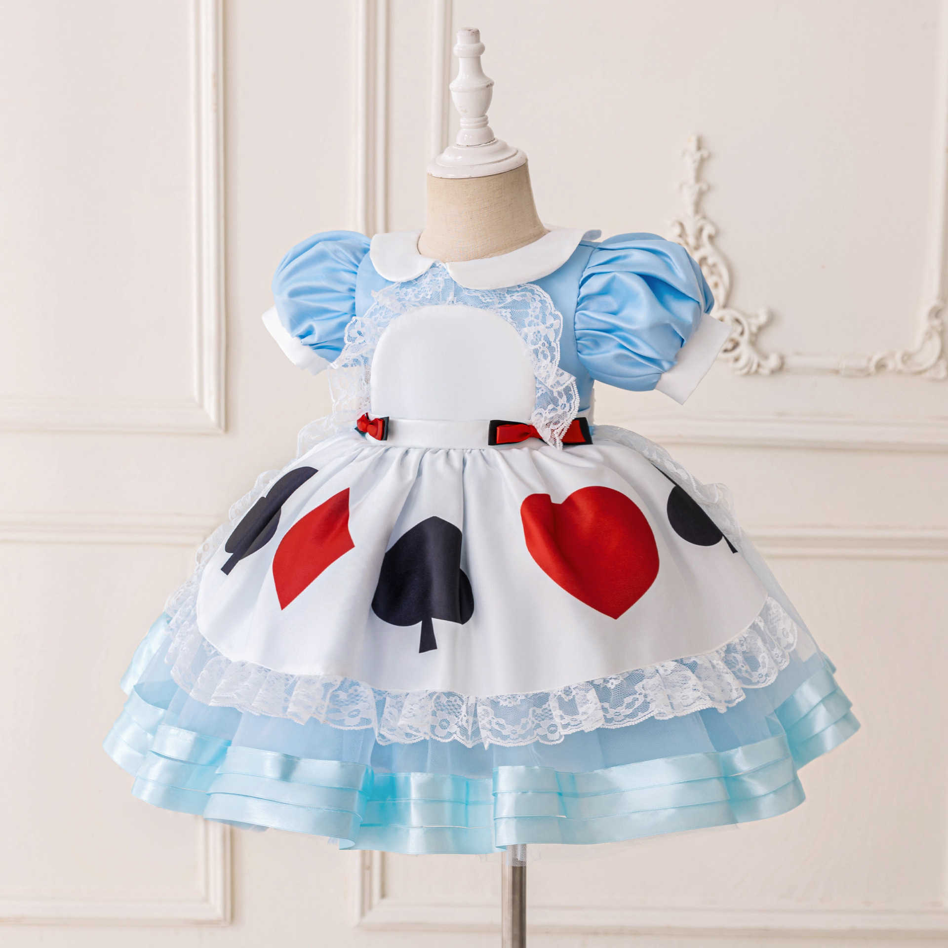 Girl's Dresses Alices Dream Travel Girls Dress pleated dress printed lace princess dress childrens dresses Y250307HZOV