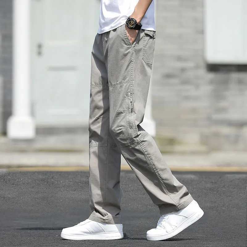 Mens Pants New Cargo Pants Outdoor Casual Pants Cotton Comfortable Thin Style Sweatpants Multi-Pocket Work PantsT250310