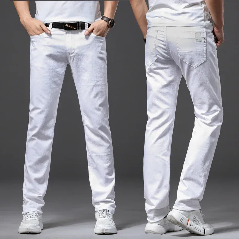 Four Seasons Mens White Jeans Fashion Casual Style Ultra Thin Trouser Comfortable Soft Mens Fashion Stretch Pants 250305