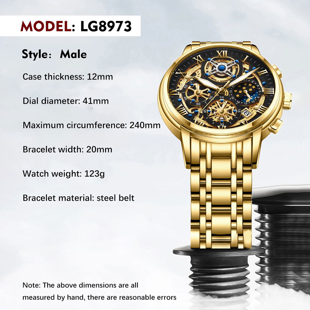 LIGE New Fashion Watch Business Quartz Men's Watch Chronograph Watch Light Luxury Watch Men's Multi functional Calendar Watch