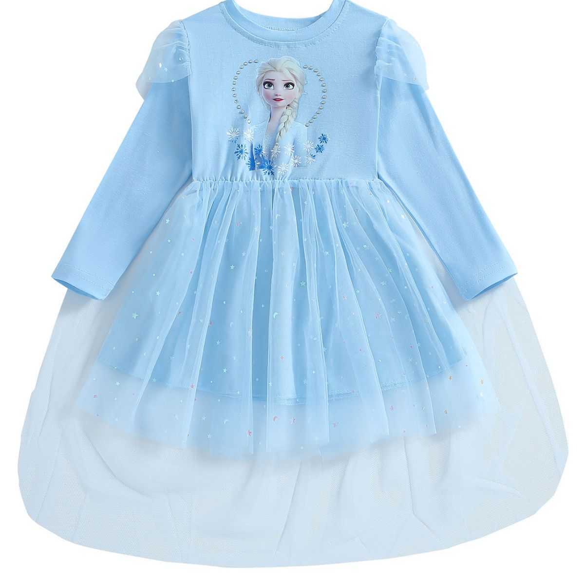 Girl's Dresses Girls dress 2025 autumn/winter baby cotton long sleeved mesh dress little girls star princess dress Y250307651W