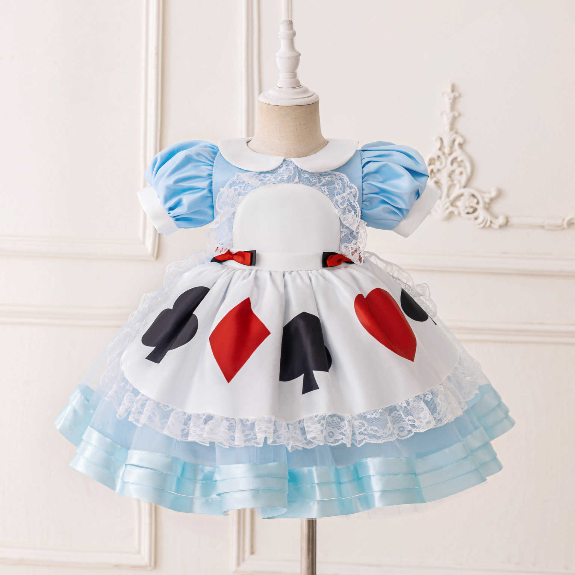 Girl's Dresses Alices Dream Travel Girls Dress pleated dress printed lace princess dress childrens dresses Y250307HZOV